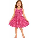 Cichild Kız Çocuk Pembe Desenli Fiyonklu Elbise - 4 - 5 Yaş - Pembe