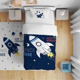 Cici Odam 140x220 Çocuk Yatak Örtüsü Hediye Yastık Kılıfı Astronot Uzay Roket