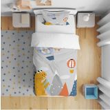 Cici Odam Çocuk Bebek Nevresim Takımı Dinozorlu Uçan Balon Dağlar