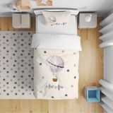 Cici Odam Çocuk Bebek Nevresim Takımı Serpme Yıldızlı Pembe Uçan Balon