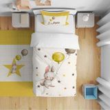 Cici Odam Çocuk Bebek Nevresim Takımı Yıldızlı Balon Tutan Tavşan