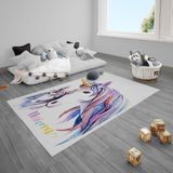 Cici Odam Çocuk Bebek Odası Halısı Yıdlızlı Yavru Unicorn ve Annesi
