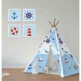 Cici Odam Çocuk Bebek Odası Oyun Çadırı Çapa Denizci Desen