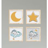 Cici Odam Çocuk Bebek Odası Tablo Bulut Uyuyan Ayıcık Ay ve Yıldız