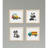 Cici Odam Çocuk Bebek Odası Tablo Panda İnşaat Arabaları