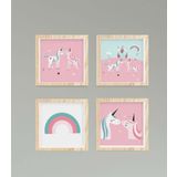 Cici Odam Çocuk Bebek Odası Tablo Unicornlu Atlar Şato Gökkuşağı