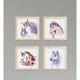 Cici Odam Çocuk Bebek Odası Tablo Yıdızlı Yavru Unicorn ve Annesi