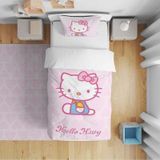 Cici Odam Çocuk Yatak Örtüsü Hediye Yastık Kılıfı Kalpli Hello Kitty