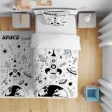 Cici Odam Çocuk Yatak Örtüsü Hediye Yastık Kılıfı Space Travel Astronot Gezegenler