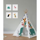 Cici Odam Flamingo,fil,koala,zürafa Kızılderili Minderli Çocuk Oyun Çadırı 110x110 Cm