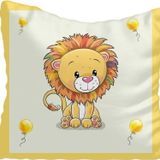Cici Odam Sevimli Aslan Sarı Balon Bebek Çocuk Bebek Odası Kırlent Kılıfı