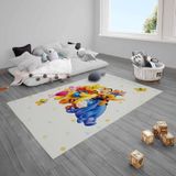 Cici Odam Winnie Pooh Puantiye, Aslan, Eşşek, Ayı, Kelebek Bebek Çocuk Odası Halısı