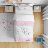 Cici Odam Yatak Örtüsü Çiçekler Ve Kelebek 140x220 - Yastık Kılıfı Hediye
