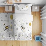 Cici Odam Yatak Örtüsü Planör Balon Bulut Tavşan 140x220 - Yastık Kılıfı Hediye