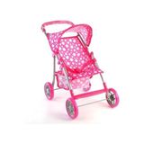 Cici Oyuncak 4 Tekerlekli Metal İskeletli Katlanabilir Oyuncak Bebek Arabası, 55 cm, Puantiye Desenli, Pembe