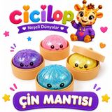 Cicilop Çin Mantısı Esnek Squishy Bun Karakterli Eğlenceli Stres Topu Hediyelik 5+ Yaş İçin