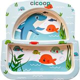 Cicoop Balık Bölmeli Mama Tabağı 6 Ay ve Üzeri İçin Ergonomik Tasarımlı Melamin