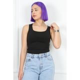 Cidde Kadın Basic Kare Yaka Likralı Kolsuz Bluz Kalın Askılı Atlet/sıyah/xxl - 2XL - Siyah