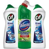 Cif Amonyaklı 2x500 ml + Domestos Dağ Esintisi 750 ml Çamaşır Suyu