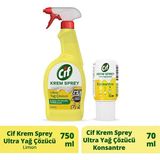 Cif cif Krem Sprey Ultra Yağ Çözücü Yüzey Temizleyici Limon 750 ml + Cif Krem Sprey Konsantre Ultra Yağ