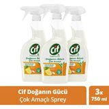 Cif Çok Amaçlı Yüzey Temizleyici Limon&Karbonat 750ml x 3 Organik Yağ ve Kir Leke Çıkarıcı - 750ml x 3 Adet