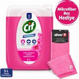 Cif Çok Amaçlı Yüzey Temizleyici Orkide Bahçesi 5 L + Silver Home 40X40 cm Süper Emici Mikrofiber Kurulama Bezi Pembe Hediyeli - 40 x 40 cm