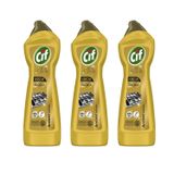 Cif Krem Ekstra Parlaklık Altın Serisi Temizleyici, 500 ml, 3'lü Paket, Mutfak Yüzeyleri İçin