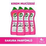 Cif Krem Mucizesi Sakura Parfümlü Yüzey Temizleyici 750 ml X4 - Renkli