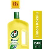 Cif Krem Temizleyici Limon Kokulu 1500 ml 12'li Set - 1,5 lt