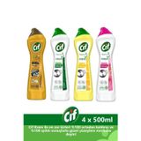 Cif Krem Yüzey Temizleyici 500 ml x 4 Adet (Altın Işıltısı, Amonyaklı, Limonlu, Frezya ve Müge Çiçeği)