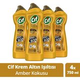Cif Krem Yüzey Temizleyici Amber Kokulu 750 ml X4 Altın Işıltısı ile Ekstra Parlaklık Sağlar