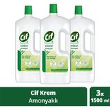 Cif Krem Yüzey Temizleyici Amonyaklı Yağ ve Kireç Sökücü Leke Çıkarıcı 1500 ml X3 - Beyaz