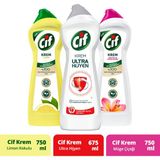 Cif Krem Yüzey Temizleyici Frezya ve Müge Çiçeği 750ml+Limon Kokulu 750ml+ Ulrta Hijyen 675ml - Şeffaf