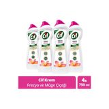 Cif Krem Yüzey Temizleyici Frezya Ve Müge Çiçeği Klor Boya Fosfat Paraben Içermez 750Ml 4Adet