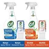 Cif Power & Shine Cleanboost Sprey Mutfak 750ml + Mutfak 70ml + Banyo 750ml + Konsantre Banyo 70ml