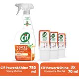 Cif Power Shine Cleanboost Sprey Temizleyici Mutfak Için Temizleyici ve Yağ Çözücü 750 ml ve Cif Power & Shine Konsantre Mutfak