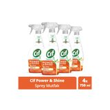 Cif Power & Shine Mutfak Sprey Temizleyici, Zorlu Yağları%100 Çözer, 750ml, 4 Adet