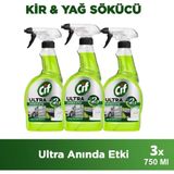 Cif Ultra Anında Etki Kir ve Yağ Çözücü 750 ml x 3 Adet