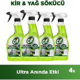Cif Ultra Anında Etki Kir ve Yağ Çözücü 750 ml x 4 Parça Ferahlatıcı Çiçeksi Koku