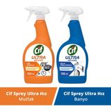 Cif Ultra Hız & Güç Yağ Çözücü Sprey 1000 ml x1 + Cif Ultra Hız Güç Sprey Leke ve Kir Çıkarıcı 1000 ml x1 - 2 lt