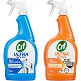 Cif Ultra Hız Güç Yağ Çözücü Sprey Leke ve Kir Çıkarıcı 1000 ml + Cif Kireç Sökücü Sprey 1000 ml - 1 kg