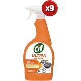 Cif Ultra Hız & Güç Yağ Çözücü Sprey Leke ve Kir Çıkarıcı Mutfak 1000 ml x 9 Adet (1 Koli) - Beyaz