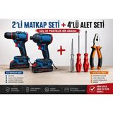 Çift Akülü Matkap Vidalama Seti 2.0AH 4’lü El Alet Seti