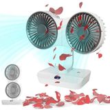 Çift Başlı Taşınabilir USB Şarjlı Fan, LED Gece Lambası ve 5000MAH Pil ile Uzun Çalışma Süresi, Ayarlanabilir Hız ve 270° Dönebilir Kafalar, Ev, Ofis, Kamp Için Ideal (CZ-01X - Beyaz)
