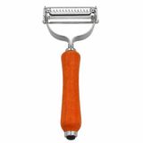 Çift Bıçaklı Ahşap Saplı Soyacak - Çift Bıçaklı Ahşap Saplı Sebze ve Meyve Soyacak – Paslanmaz Çelik Ultra Keskin Tırtıklı & Düz Bıçaklı, Ergonomik Kaymaz Sap, Patates Havuç Kabak Elma