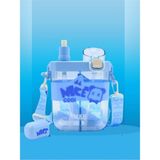Çift Bölmeli Çocuk Suluk, Pipetli, Okul ve Günlük Kullanım, Mavi - Seçenek 1 - Ahşap - Ceviz