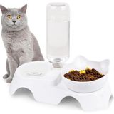 Çift Bölmeli Kedi Köpek Mama Kabı Kaseli Otomatik Su Şişe Hazneli Mama Kabı 500 ml Şişeli