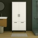 Çift Çamaşır Sepetli Banyo Dolabı - Beyaz