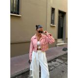 Çift Cep Denim Crop Ceket - PUDRA - M