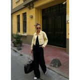 Çift Cep Denim Crop Ceket - S - Bej - Standart